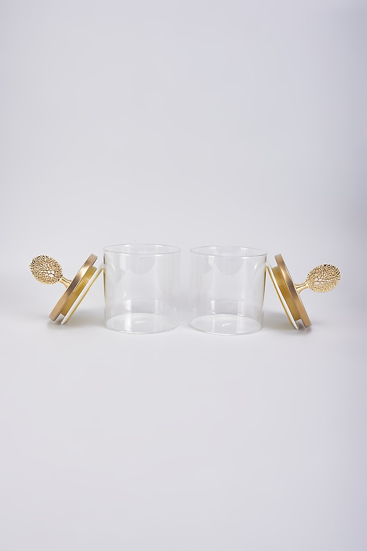 Gold Glass & Iron Jars Set by The Khabiyas Trunk by KJ at Pernia's Pop Up Shop