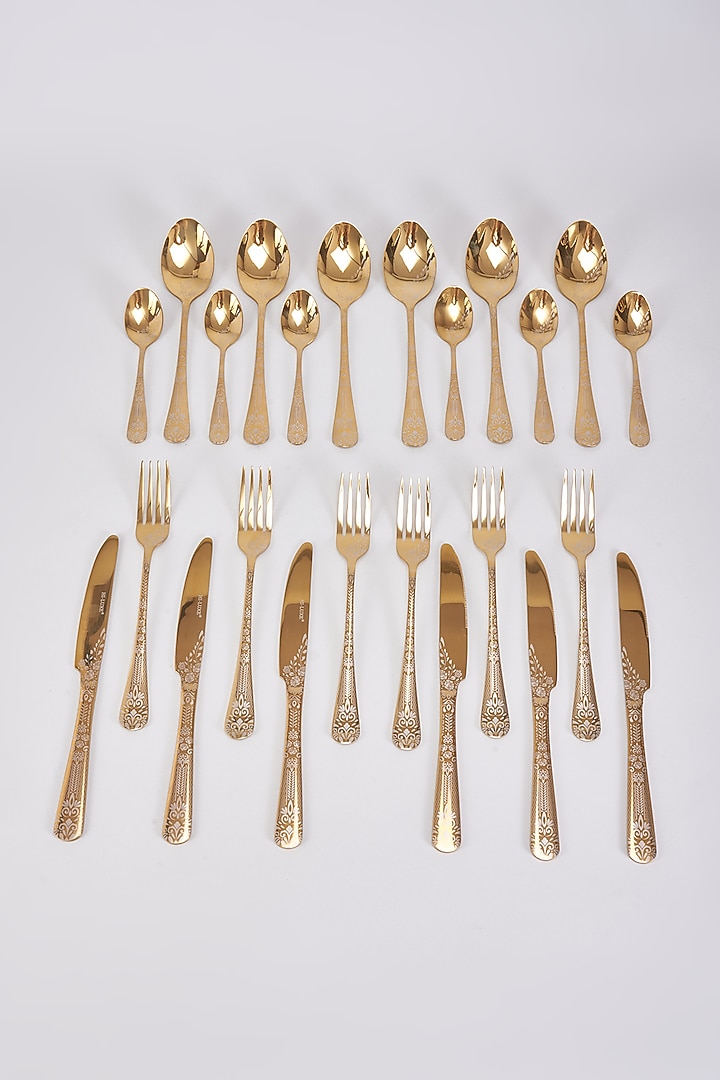 Gold Steel Cutlery Set by The Khabiyas Trunk by KJ at Pernia's Pop Up Shop