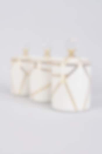 White Porcelain & Wood Handcrafted Jars With Tray by The Khabiyas Trunk by KJ at Pernia's Pop Up Shop