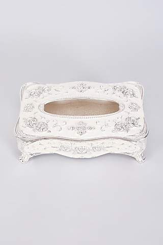 Silver Metal Tissue Box by The Khabiyas Trunk by KJ