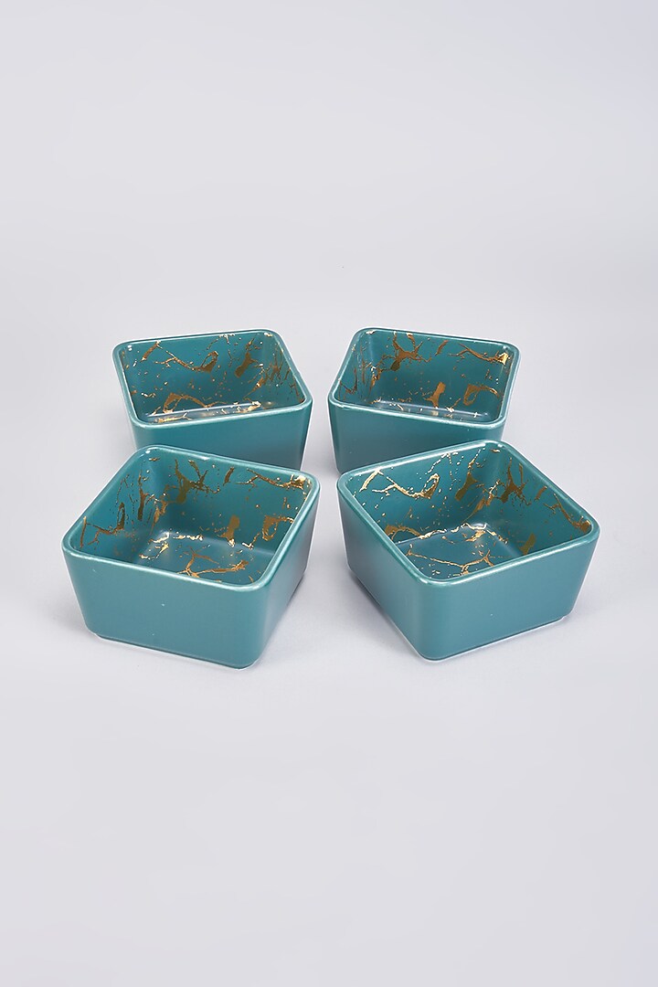 Teal Porcelain & Metal Handcrafted Jars Set by The Khabiyas Trunk by KJ at Pernia's Pop Up Shop