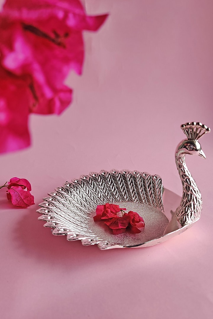 Silver Plated Peacock Decorative Tray by The Khabiyas Trunk by KJ at Pernia's Pop Up Shop