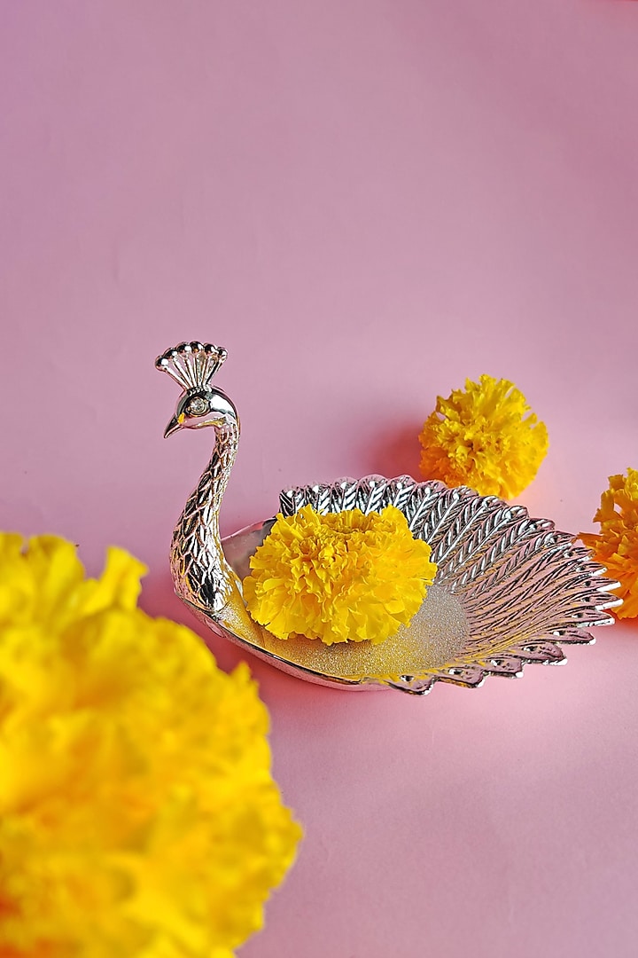 Silver Plated Peacock Decorative Tray by The Khabiyas Trunk by KJ at Pernia's Pop Up Shop