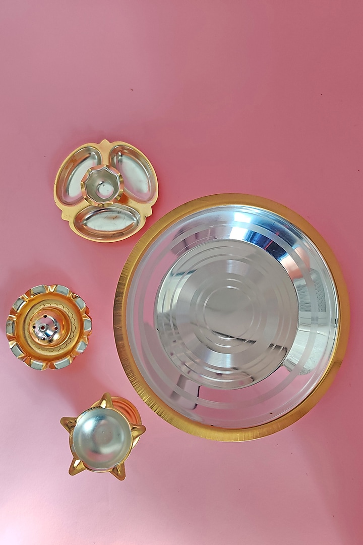 Two Toned Pooja Thali Set by The Khabiyas Trunk by KJ at Pernia's Pop Up Shop