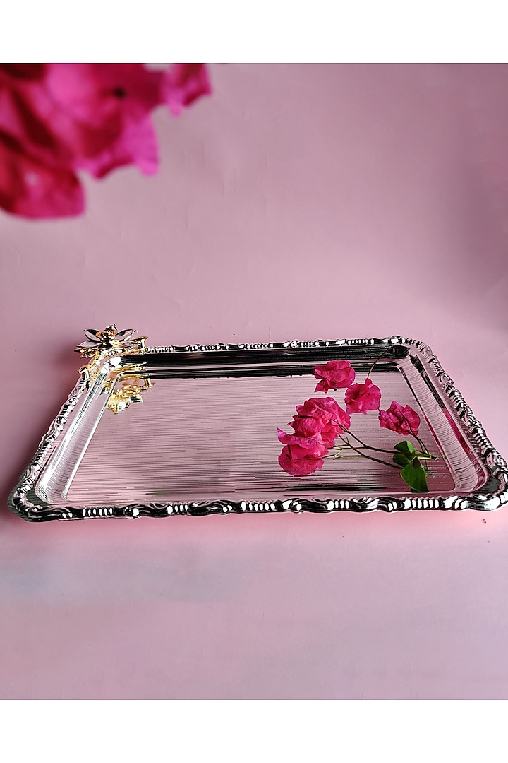 Silver Floral Topped Tray by The Khabiyas Trunk by KJ