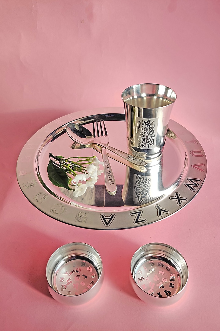 Silver Kids Dinner Set by The Khabiyas Trunk by KJ at Pernia's Pop Up Shop