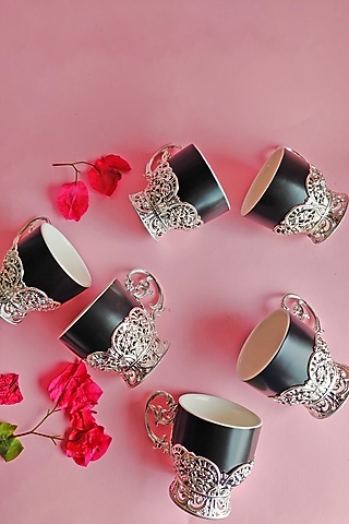 Antique Black Cups (Set of 6) by The Khabiyas Trunk by KJ