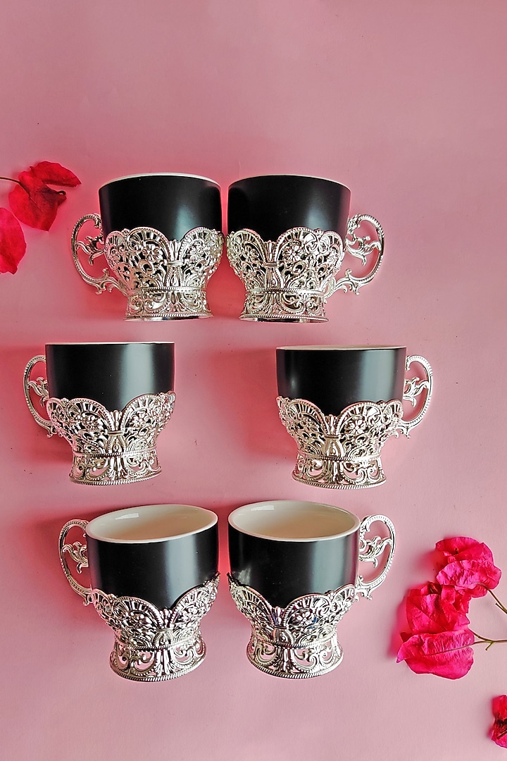 Antique Black Cups (Set of 6) by The Khabiyas Trunk by KJ at Pernia's Pop Up Shop
