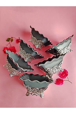 Antique Grey Bowl Set by The Khabiyas Trunk by KJ