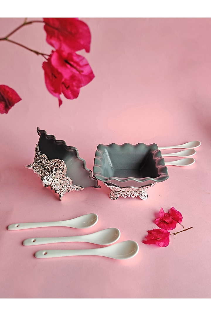 Antique Grey Bowl Set by The Khabiyas Trunk by KJ at Pernia's Pop Up Shop