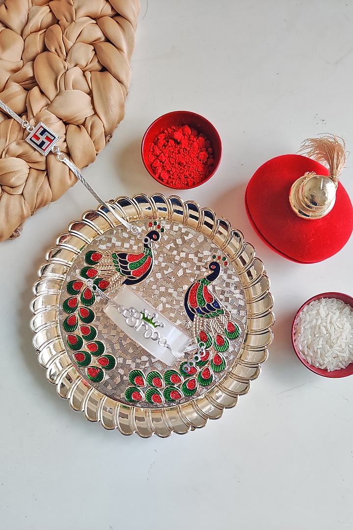 Golden Rakhi Pooja Thali by The Khabiyas Trunk by KJ at Pernia's Pop Up Shop