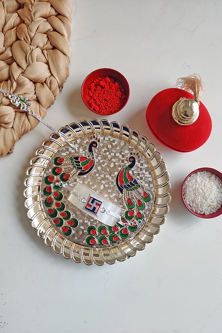 Golden Rakhi Pooja Thali by The Khabiyas Trunk by KJ at Pernia's Pop Up Shop