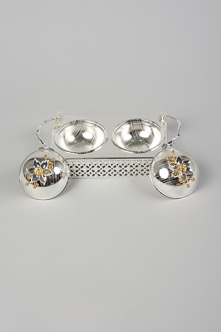 Silver Mukhwas Bowl Box by The Khabiyas Trunk by KJ at Pernia's Pop Up Shop