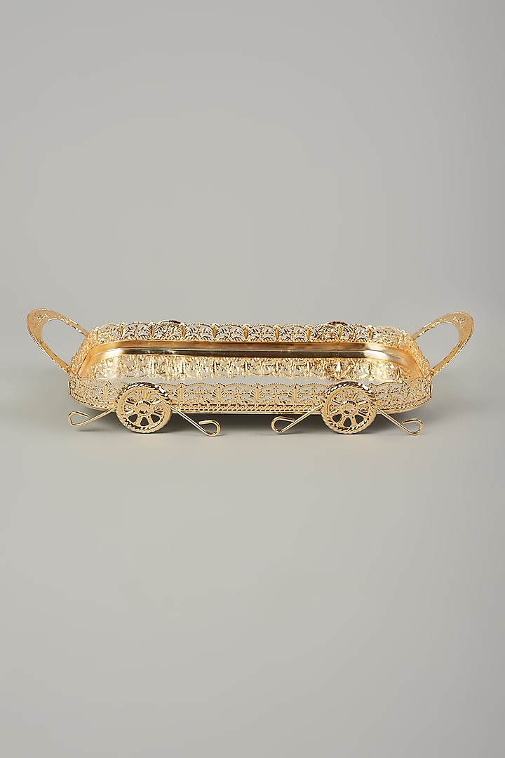 Gold Maharaja Decorative Tray by The Khabiyas Trunk by KJ