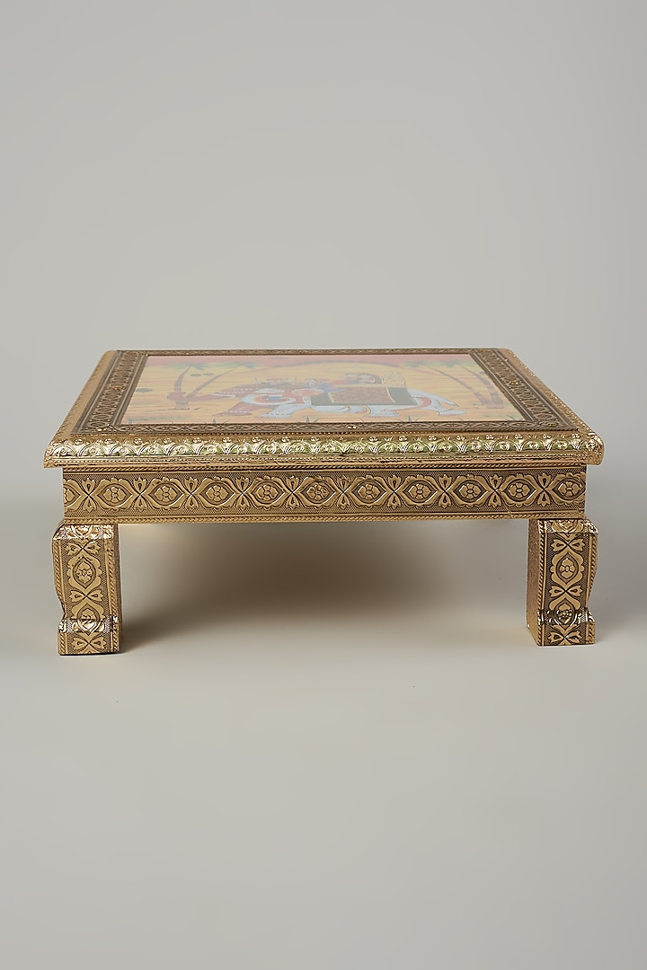 Wood Antique Chaurang Chowki by The Khabiyas Trunk by KJ at Pernia's Pop Up Shop