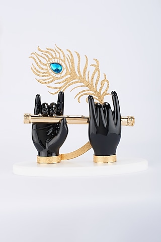 Black & Gold German Silver Lord Krishna Hands Idol by The Khabiyas Trunk by KJ