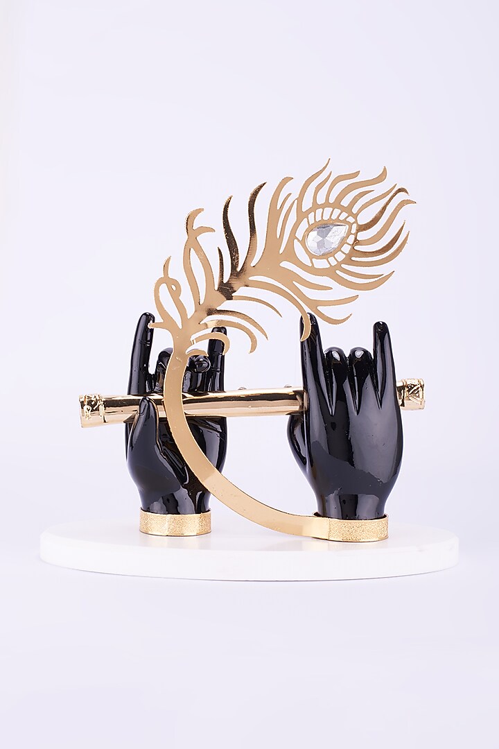 Black & Gold German Silver Lord Krishna Hands Idol by The Khabiyas Trunk by KJ at Pernia's Pop Up Shop