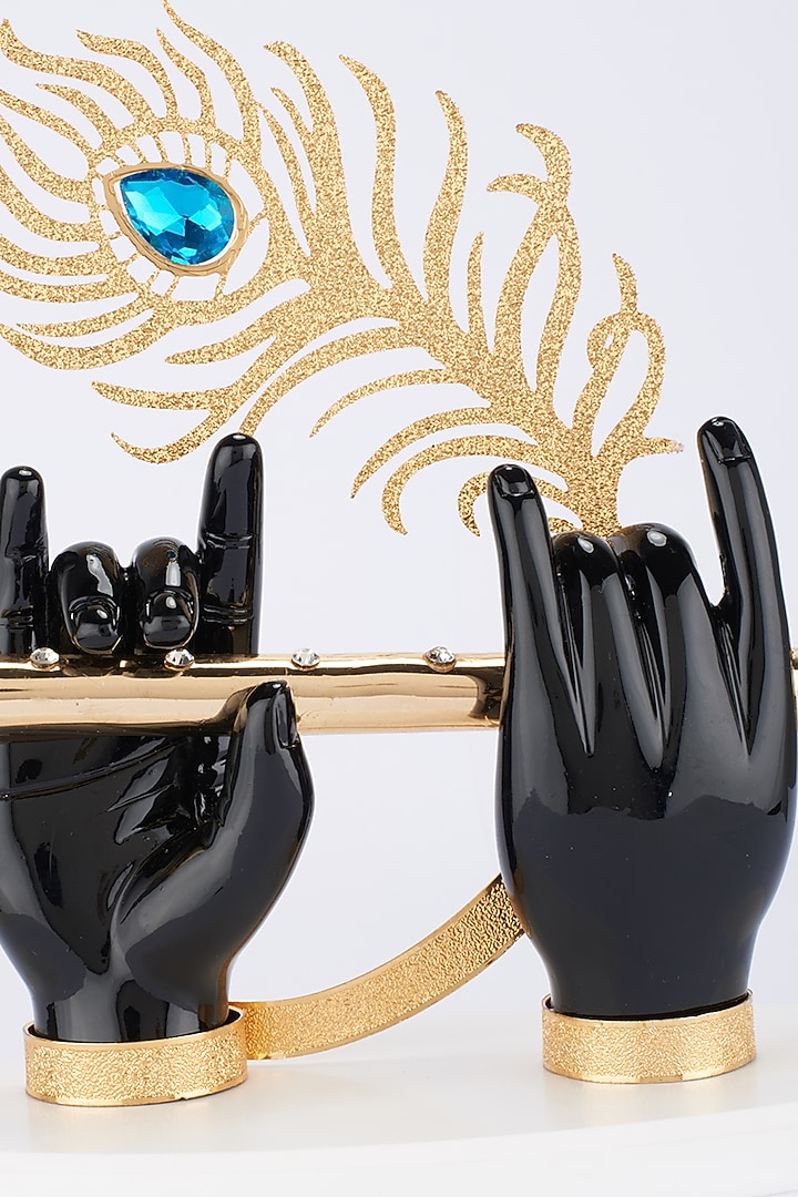 Black & Gold German Silver Lord Krishna Hands Idol by The Khabiyas Trunk by KJ at Pernia's Pop Up Shop