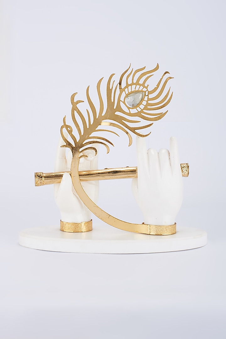 White & Gold German Silver Lord Krishna Hands Idol by The Khabiyas Trunk by KJ at Pernia's Pop Up Shop
