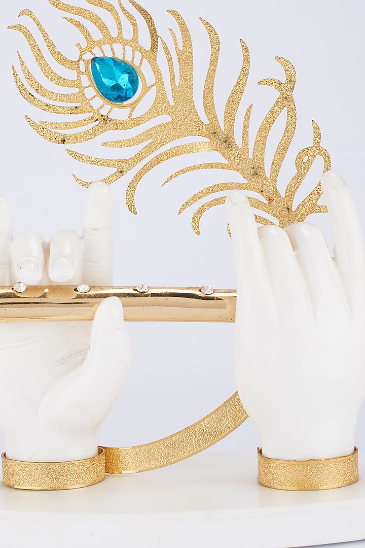 White & Gold German Silver Lord Krishna Hands Idol by The Khabiyas Trunk by KJ at Pernia's Pop Up Shop
