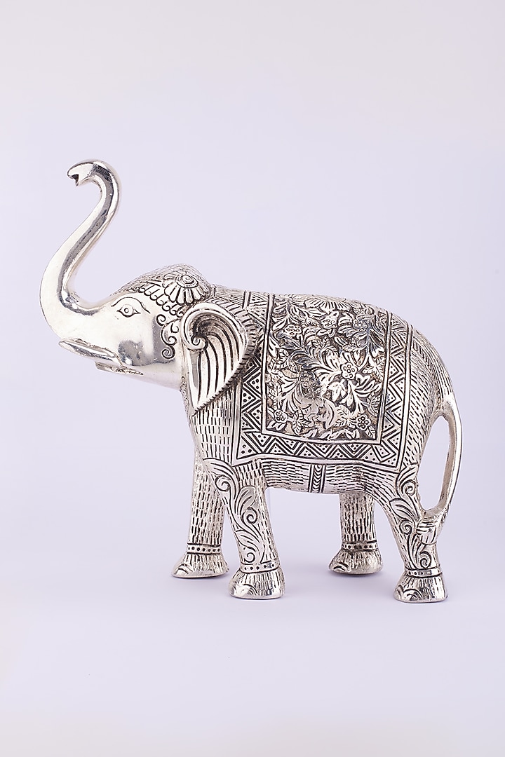 White German Silver Handcrafted Elephant Statue by The Khabiyas Trunk by KJ at Pernia's Pop Up Shop