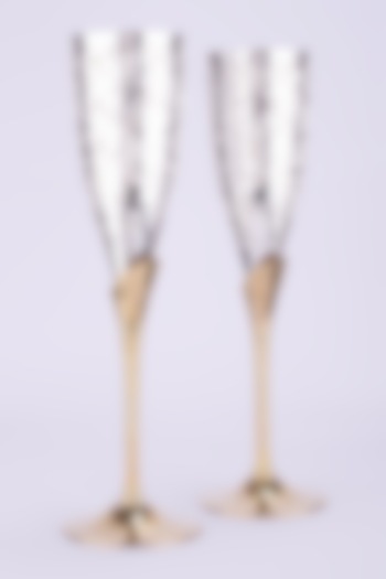 White German Silver Ganga Jamuna Wine Glasses (Set of 2) by The Khabiyas Trunk by KJ