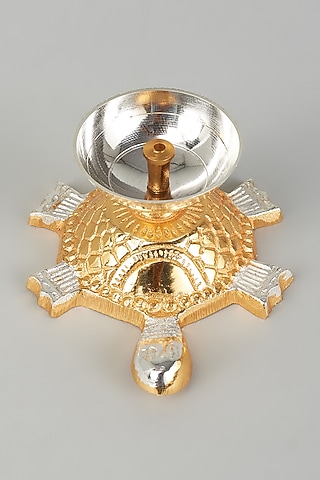 Gold & Silver Iron Turtle Diya by The Khabiyas Trunk by KJ