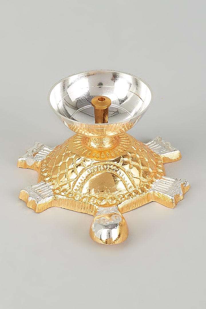Gold & Silver Iron Turtle Diya by The Khabiyas Trunk by KJ at Pernia's Pop Up Shop