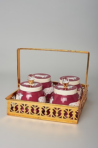 Blush Pink Iron & Aluminium Jar Set by The Khabiyas Trunk by KJ