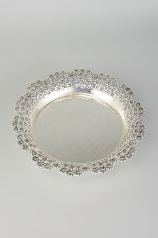 German Silver Carved Circular Tray by The Khabiyas Trunk by KJ