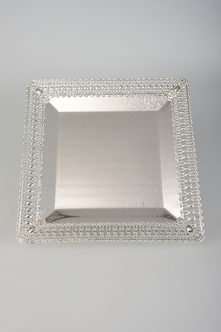 German Silver Carved Square Tray by The Khabiyas Trunk by KJ