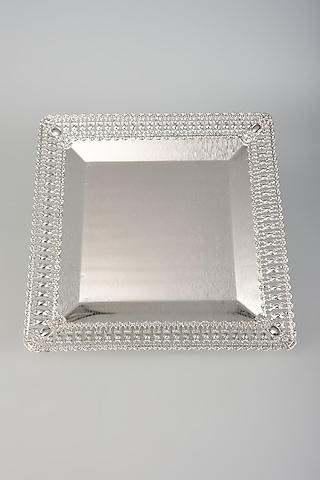 German Silver Carved Square Tray by The Khabiyas Trunk by KJ