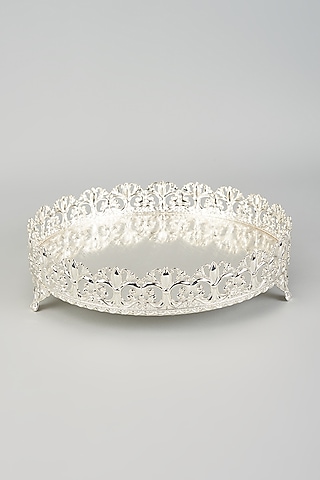 German Silver Carved Circular Tray by The Khabiyas Trunk by KJ