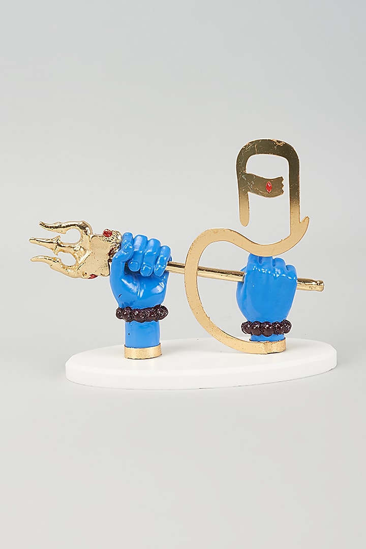 White & Blue Fiber Shiva Trishul Idol by The Khabiyas Trunk by KJ at Pernia's Pop Up Shop