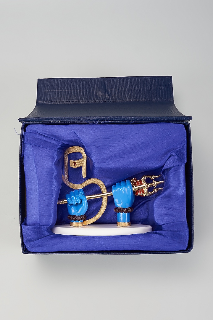 White & Blue Fiber Shiva Trishul Idol by The Khabiyas Trunk by KJ at Pernia's Pop Up Shop
