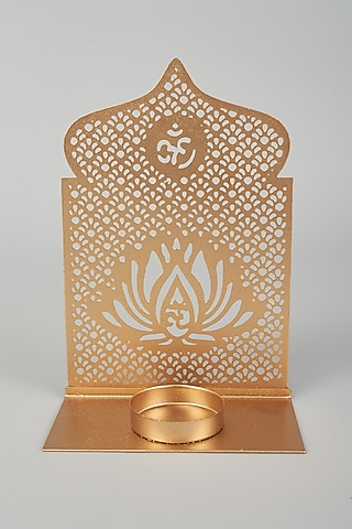 Gold Iron Lotus T-Light Holder by The Khabiyas Trunk by KJ