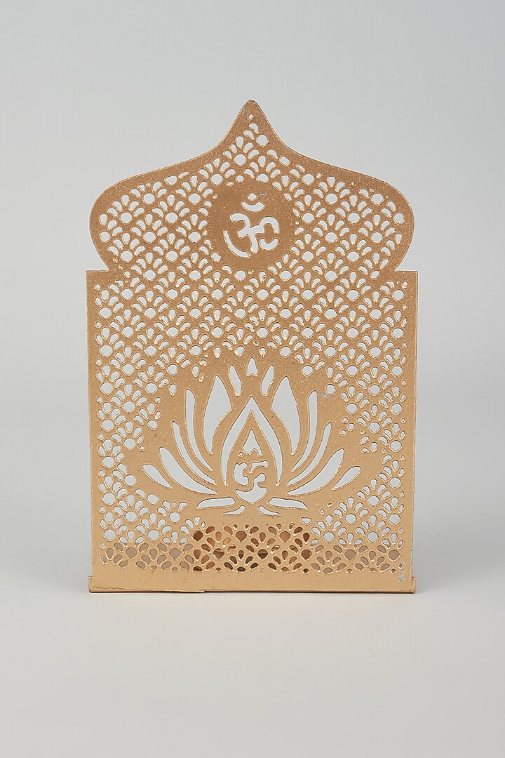 Gold Iron Lotus T-Light Holder by The Khabiyas Trunk by KJ at Pernia's Pop Up Shop