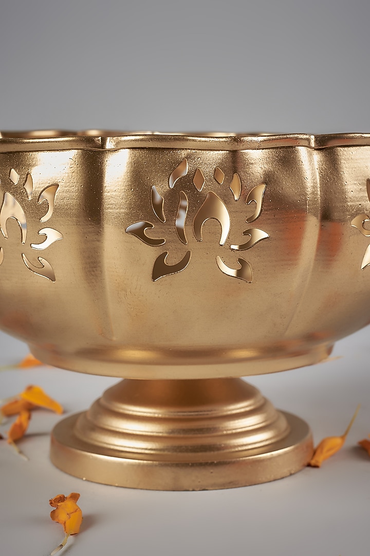 Gold Iron Lotus Urli Set by The Khabiyas Trunk by KJ at Pernia's Pop Up Shop