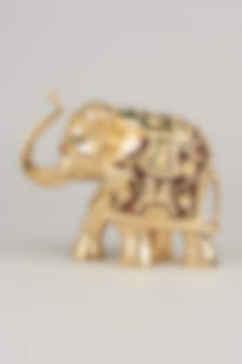 Golden Resin Elephant Sculpture by The khabiyas trunk by KJ