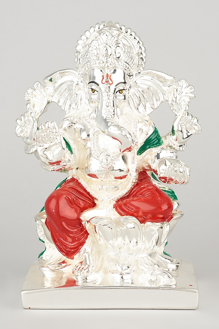 Silver Lord Ganpati Idol by The khabiyas trunk by KJ
