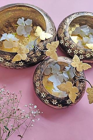 Gold Rustic Butterfly Urli by The Khabiyas Trunk by KJ