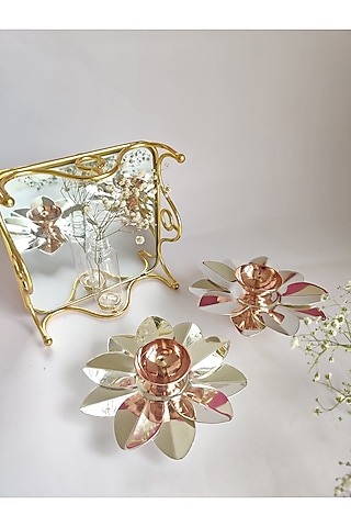 Silver Star Rose Diya Set by The Khabiyas Trunk by KJ