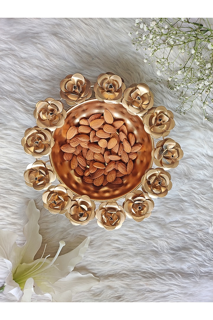 Gold Antique Flower Urli Design by The Khabiyas Trunk by KJ at Pernia's