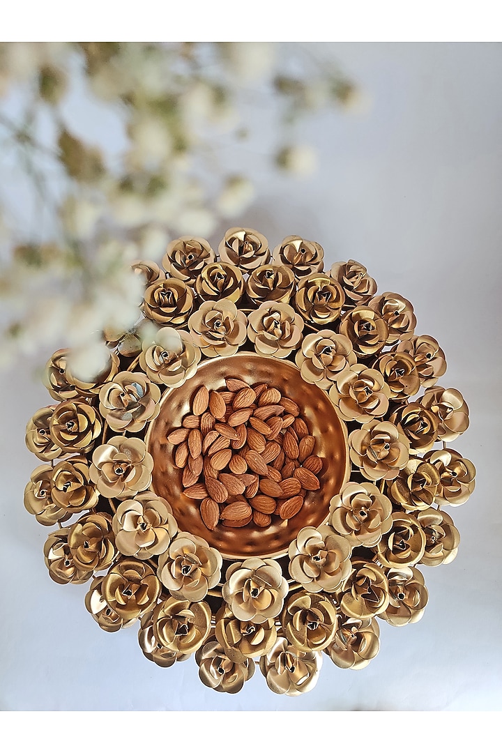 Gold Antique Flower Urli  by The Khabiyas Trunk by KJ