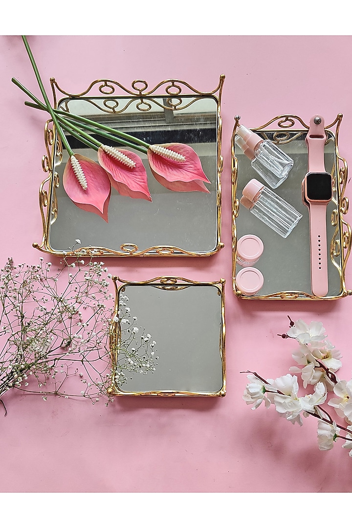 Gold Classic Mirror Top Tray by The Khabiyas Trunk by KJ at Pernia's Pop Up Shop