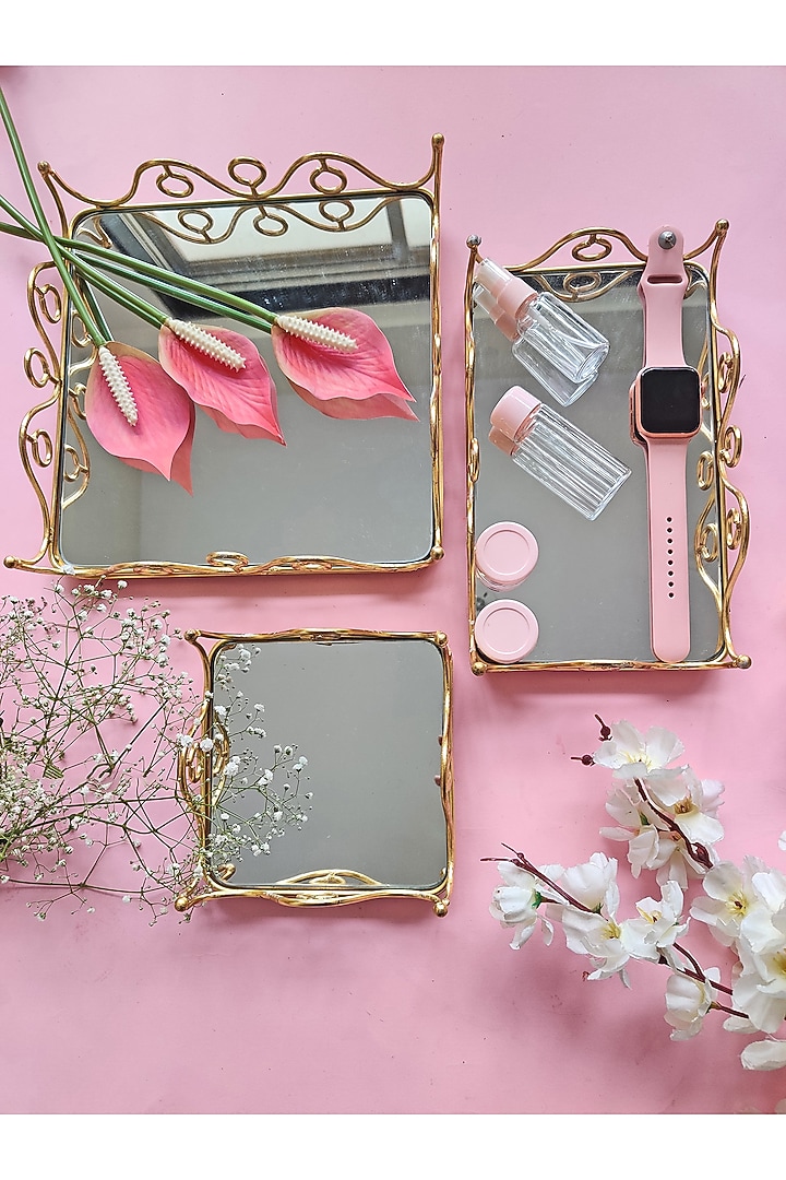 Gold Classic Mirror Top Tray by The Khabiyas Trunk by KJ at Pernia's Pop Up Shop