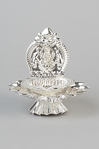 German Silver Diya & Vermillion Set by The Khabiyas Trunk by KJ