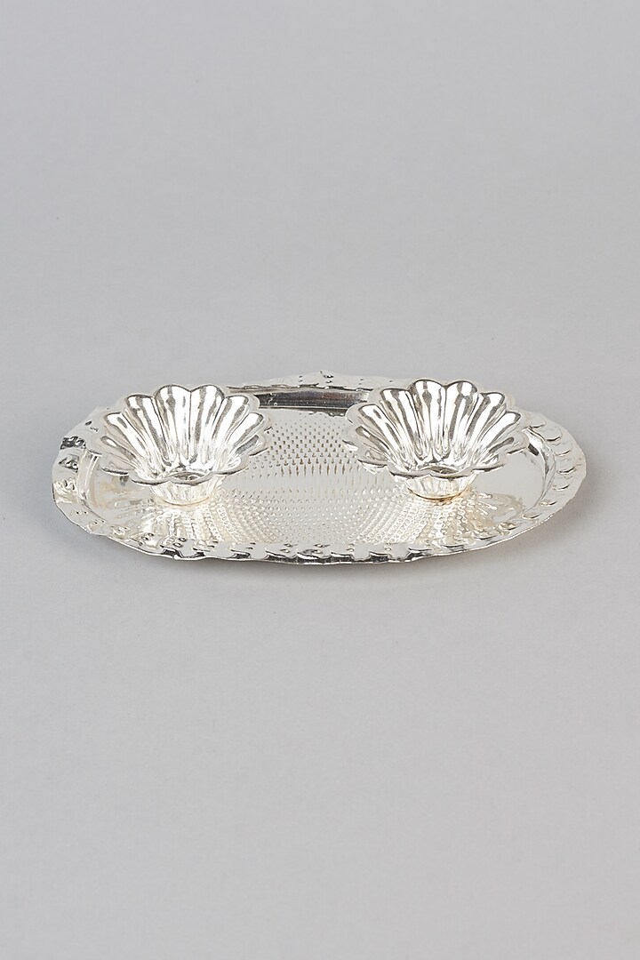 German Silver Diya & Vermillion Set by The Khabiyas Trunk by KJ at Pernia's Pop Up Shop
