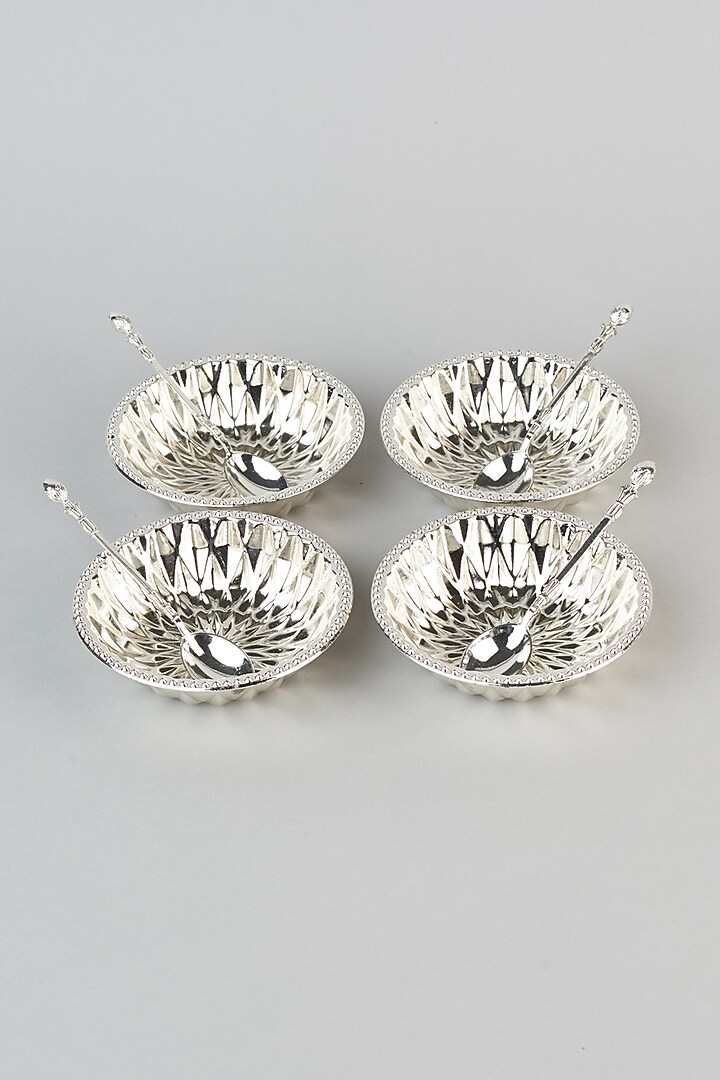 White & Gold German Silver Tray Set by The Khabiyas Trunk by KJ at Pernia's Pop Up Shop