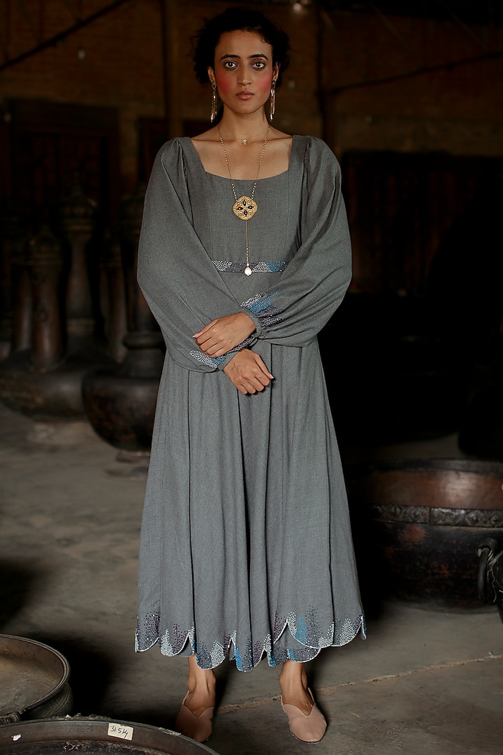 work of art dress grey Grey Dress With Beads Work Design by The Loom art at Pernia's Pop Up Shop  2026